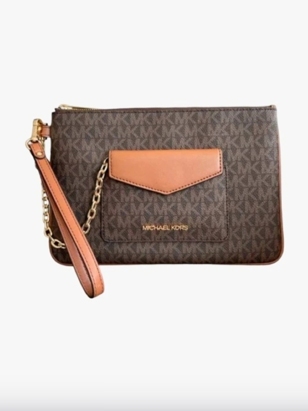 Michael Kors Brown Logo Wristlet with Tan Trim - Picture 7 of 7